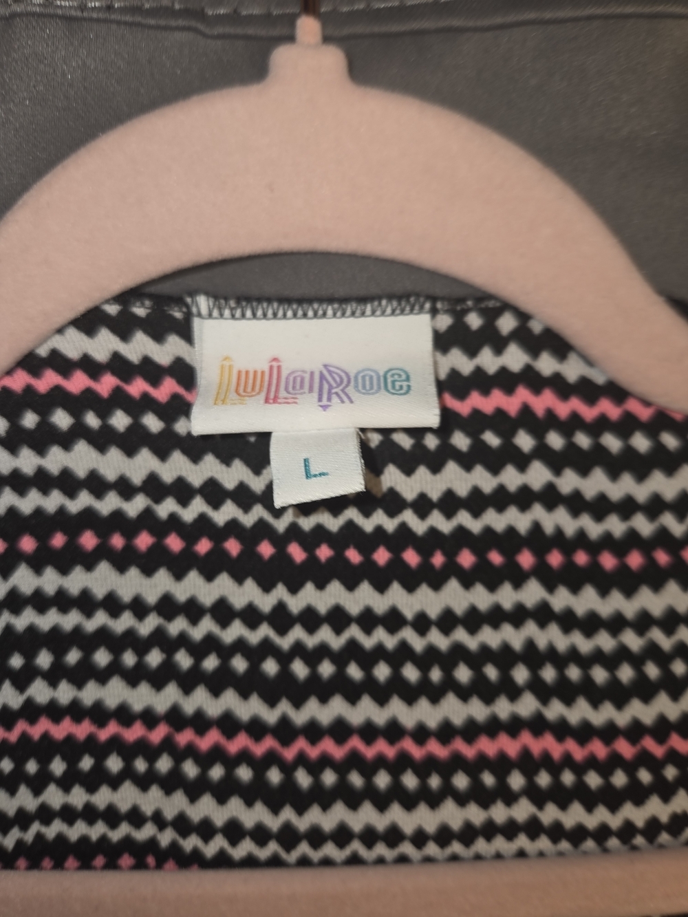 LuLaRoe Black, White & Pink Geometric Lindsey